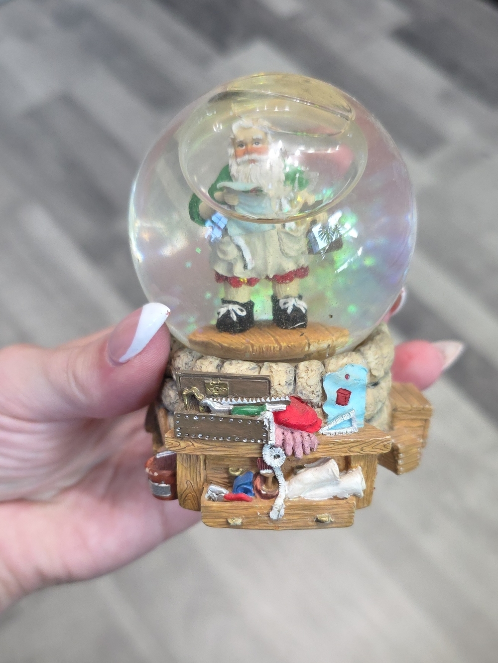Holiday Santa Snow Globe Decoration in Multicolor